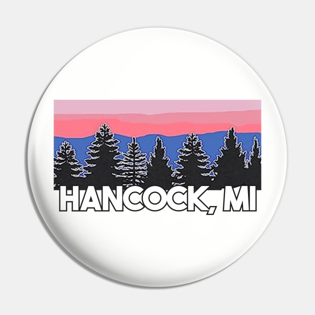 Yooper Life Hancock MI Blush Sunset Pine Tree Sunset Pin by The Yooper Life