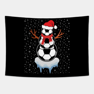 Funny Christmas Soccer Balls Santa Snowman Tapestry