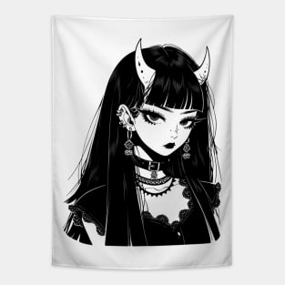 Black and White Demon Tapestry