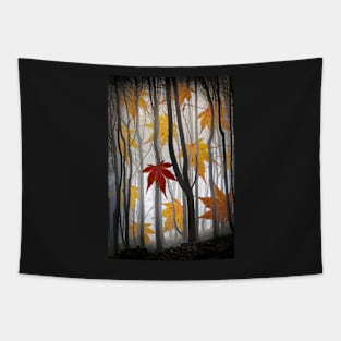 Acer Leaves and Misty Wood Composite Tapestry