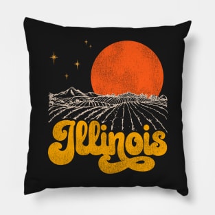 Vintage State of Illinois Mid Century Distressed Aesthetic Pillow