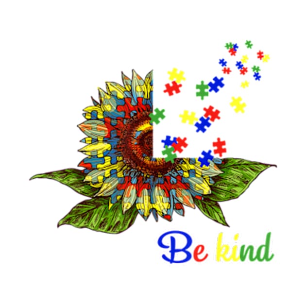 Be Kind Autism Awareness Sunflower Unity Day by StuSpenceart