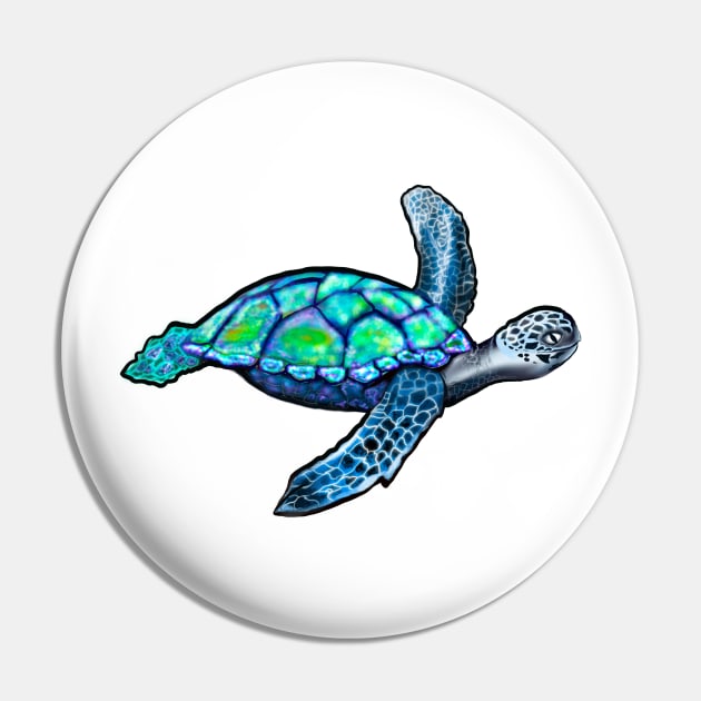 Turtle - blue turtle sparkly magical beautiful sea creature Pin by Artonmytee