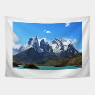 W Trek Torres del Paine Hike Digital Painting Tapestry