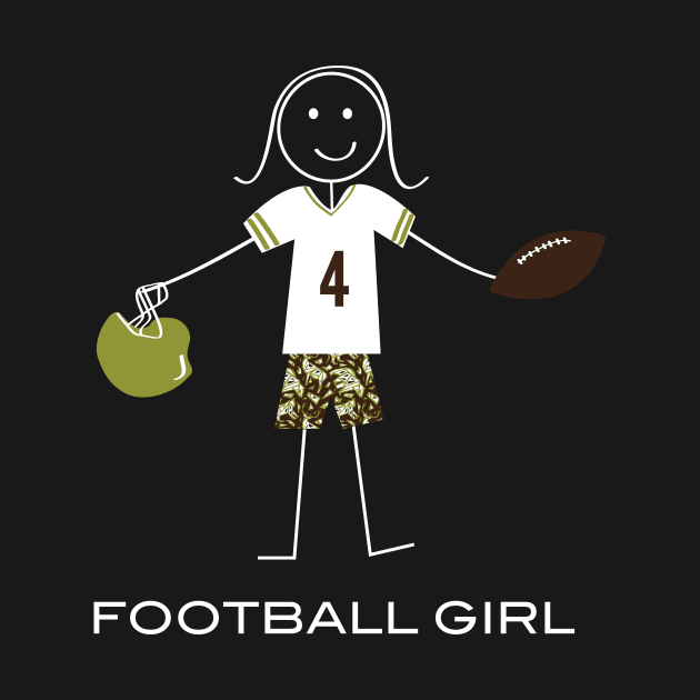 Funny Football Girl Stick Figure Football Player by whyitsme