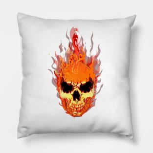 Flaming Skull on Soft Cotton Pillow