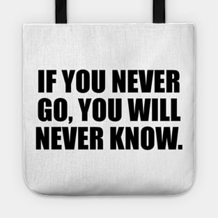 If you never go, you will never know Tote