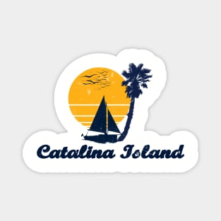 Catalina Island California. Sunset Palm Tree Sailor Bot Summer Design Magnet