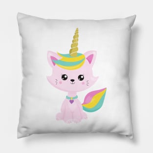 Unicorn Cat, Cute Cat, Little Cat, Pink Cat, Kitty Pillow