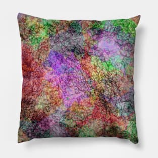 Colorful Abstract Water Color Misty Swirls Squiggles Pillow