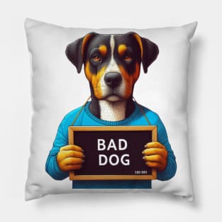 Illustrated Rottweiler Bad Dog Mugshot Pillow