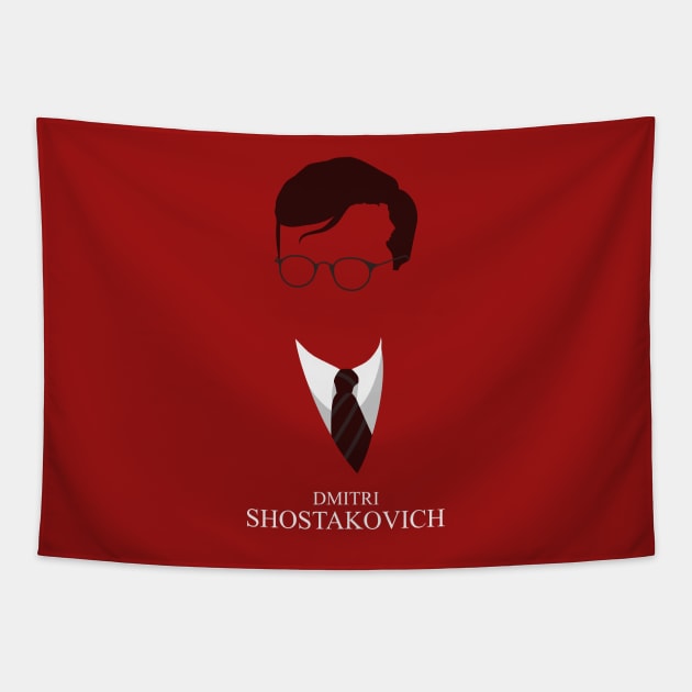 Dmitri Shostakovich - Minimalist Portrait Tapestry by Wahyu Aji Sadewa