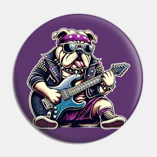 Bulldog Playing Guitar Pin