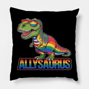 LGBT Dinosaur T Rex Gay Pride Dino Allysaurus Rainbow Pillow