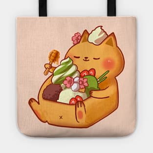 Cute Cat Strawberry Matcha Honey Toast Tote