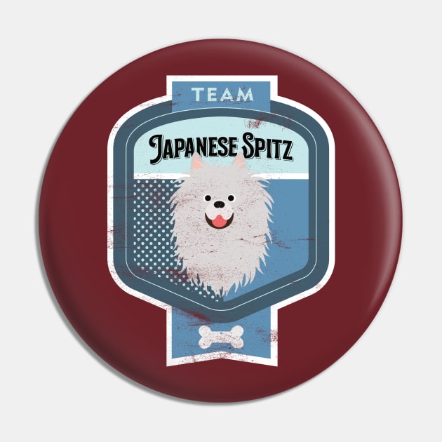 Team Japanese Spitz - Distressed Japanese Spitz Beer Label Pin by DoggyStyles