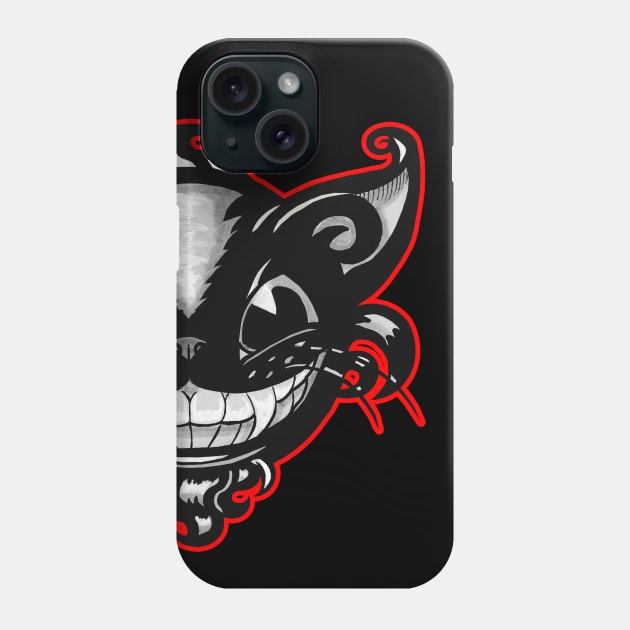 1930s Cartoon Smiling Cat - Red Outline Phone Case by Nat Ewert Art