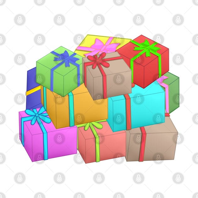 Gift box with ribbon big group pattern background by DangDumrong