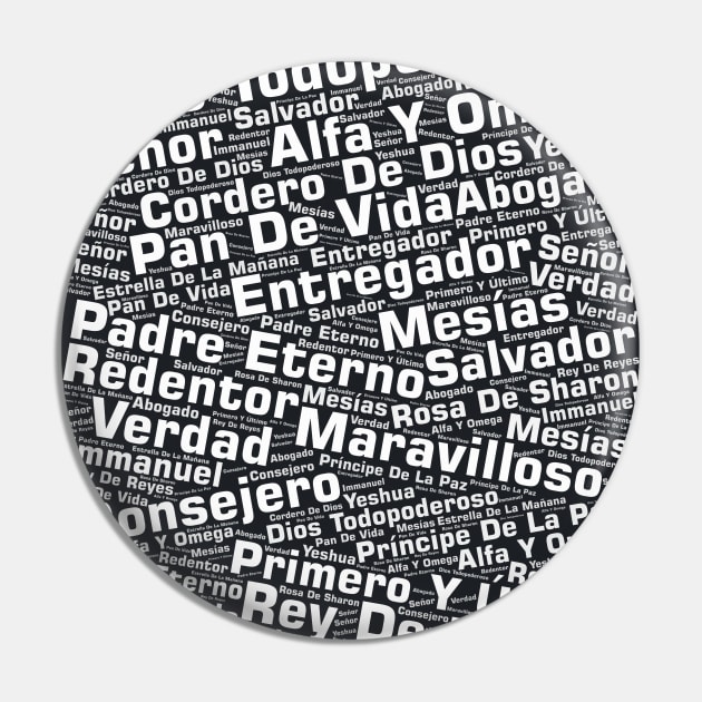 Names of Jesus Word Cloud Spanish Pin by BubbleMench