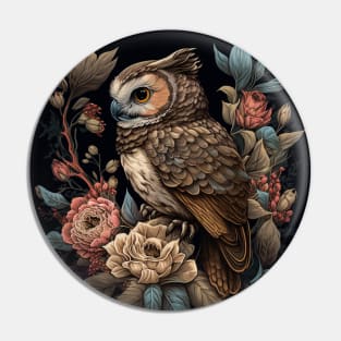 Cute Floral Owl Pin