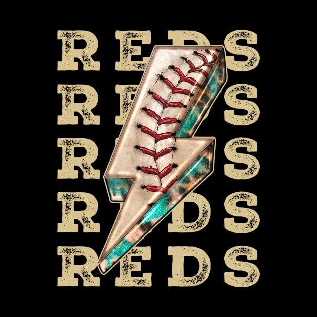 Aesthetic Design Reds Gifts Vintage Styles Baseball by QuickMart