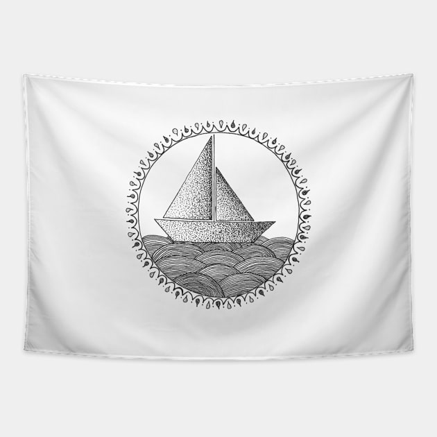 Sailing Boat Tapestry by cinema4design