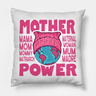 Mother Power - Pink Cat Hat Earth Pillow