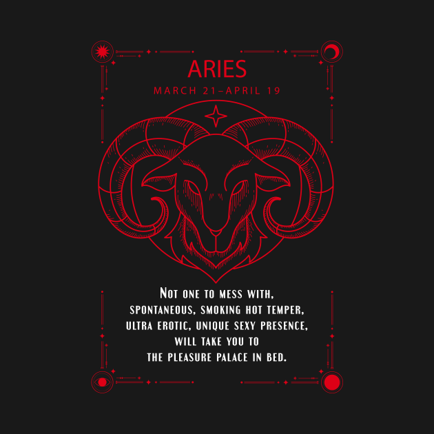 Aries Zodiac Sygns Symbol With Sexy Personality Quote by TSHIRT PLACE