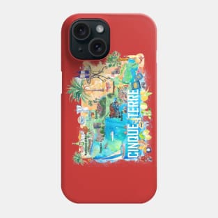 5Terre Illustrated Travel Map With Roads Phone Case