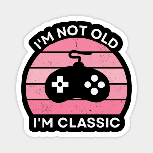 I'm not old, I'm Classic | Game Controller | Retro Hardware | Vintage Sunset | Gamer girl, '80s '90s Video Gaming Magnet