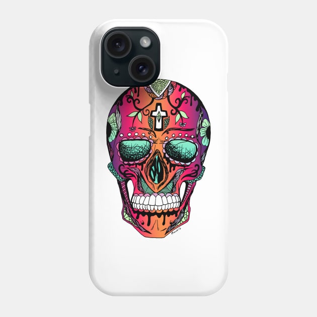 Blue Red Blend Los Muertos Skull Phone Case by kenallouis