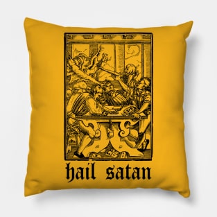 Hail Satan Vintage Illustration Art Pillow