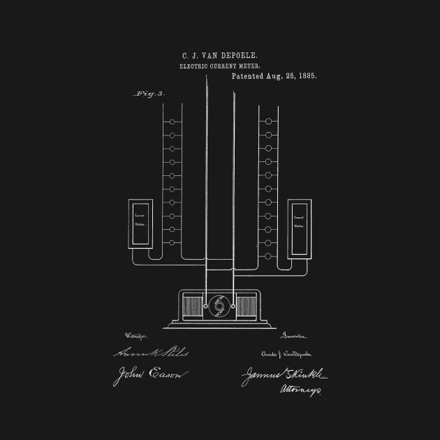 Electric Current Meter Vintage Patent Hand Drawing by TheYoungDesigns