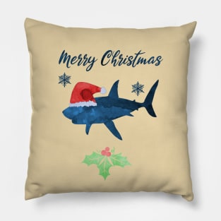 Santa Shark - Coastal Christmas Art Pillow