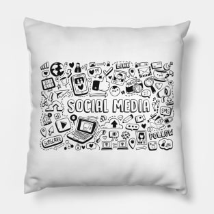 Social Media Doodle Concept Pillow