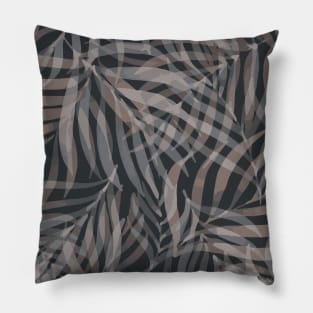 Digital palm leaves pattern in black and pink Pillow