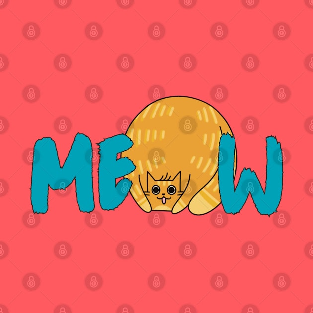 Cute Fat Cat Meow Blue Graphic by Art by Biyan