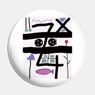 Kids Lying Sideways Stick Figure Pin