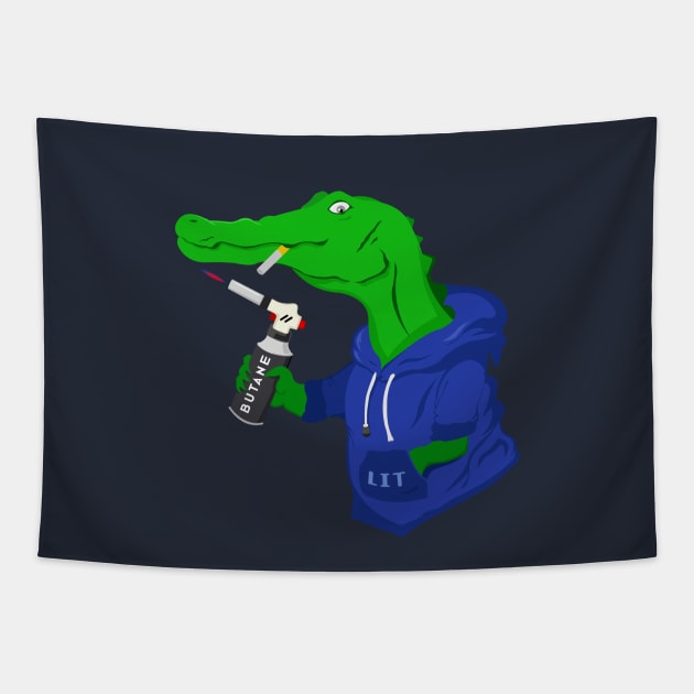 Cool thug crocodile smoking Tapestry by Marzuqi che rose