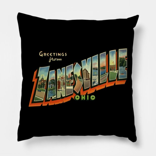 Greetings from Zanesville Ohio Pillow by reapolo