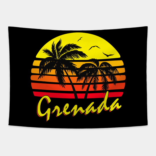 Grenada Retro Sunset Tapestry by Nerd_art
