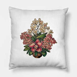 Orchid Wildflower Flora Bloom Vintage Pillow