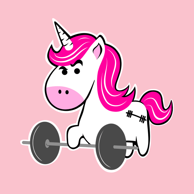 Unicorn weightlifting, fitness girl by TimAddisonArt