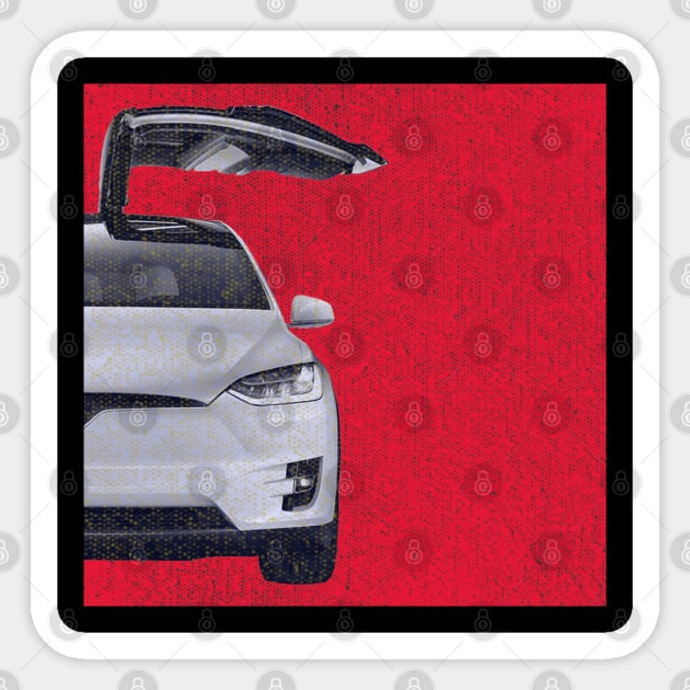 Tesla model X colorus vintage - E Car Electric Vehicle Car - Sticker