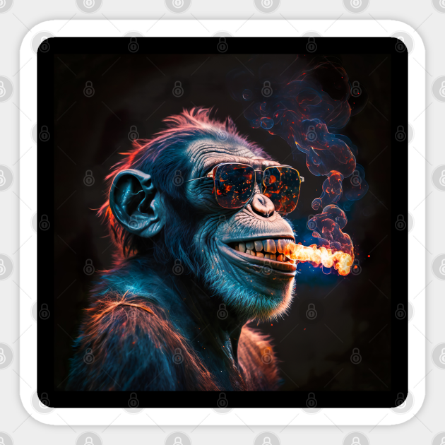 Smoking monkey, generative AI - Monkey - Sticker | TeePublic