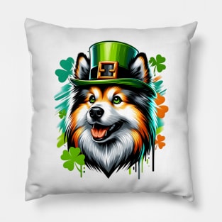 German Spitz in Leprechaun Hat for St. Patrick's Pillow