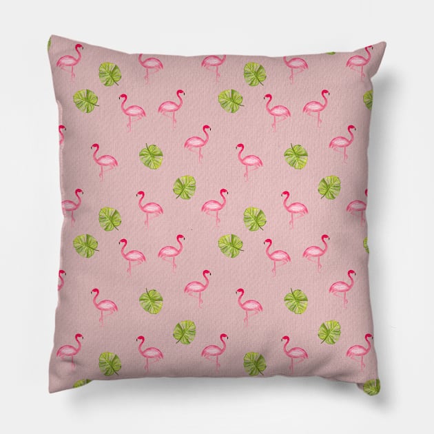 Pink Flamingo Pattern in Blush | Summer | Island Paradise | Tropical Pillow by thewhimsicalrepose