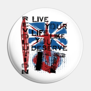 Revolution Union Jack Trash Polka Art T-shirt Pin