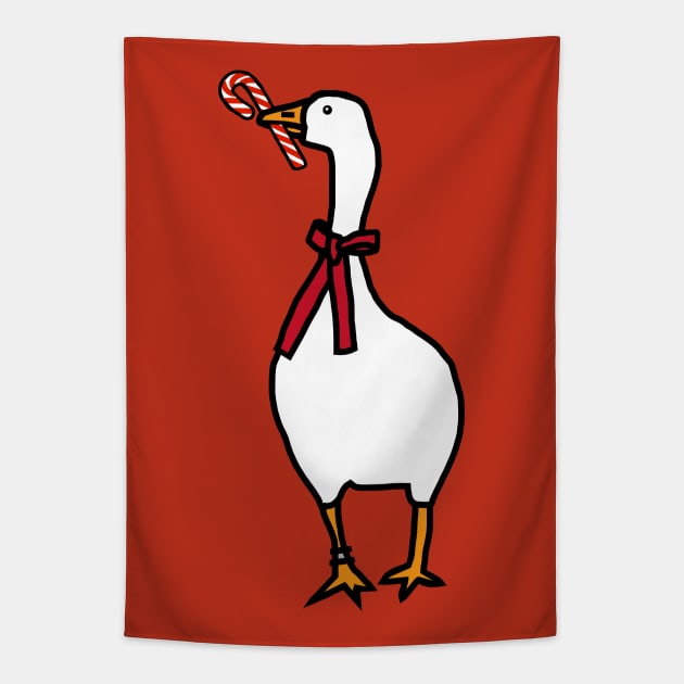 Christmas Gamer Goose with Candy Cane Tapestry by ellenhenryart