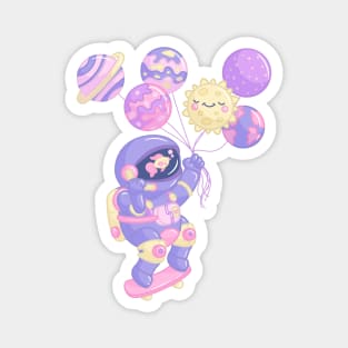 Kawaii astronaut with planet balloons Magnet